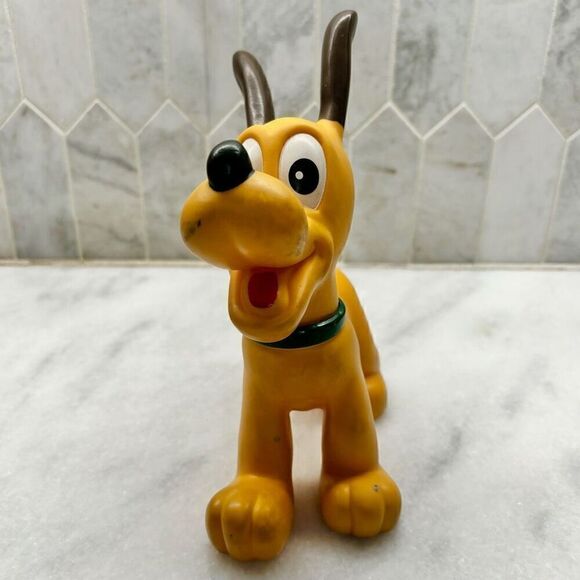 Antique Vintage Walt Disney Hard Rubber Toy Dog Pluto Made In Japan Orange OS - Picture 2 of 7
